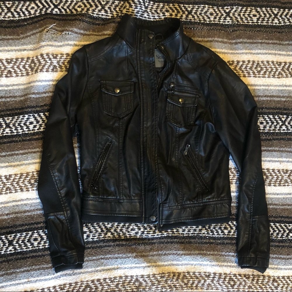black vegan leather jacket, S - Picture 2 of 6